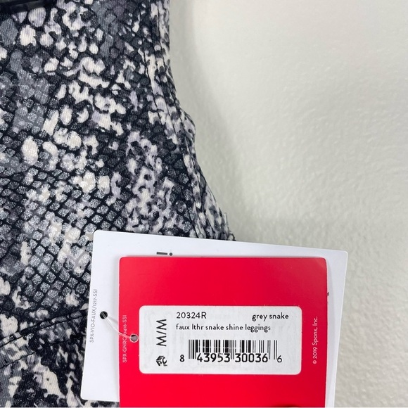 Spanx Leggings Womens Medium Faux Leather Snake Shine Grey Pants Athletic - Picture 4 of 8